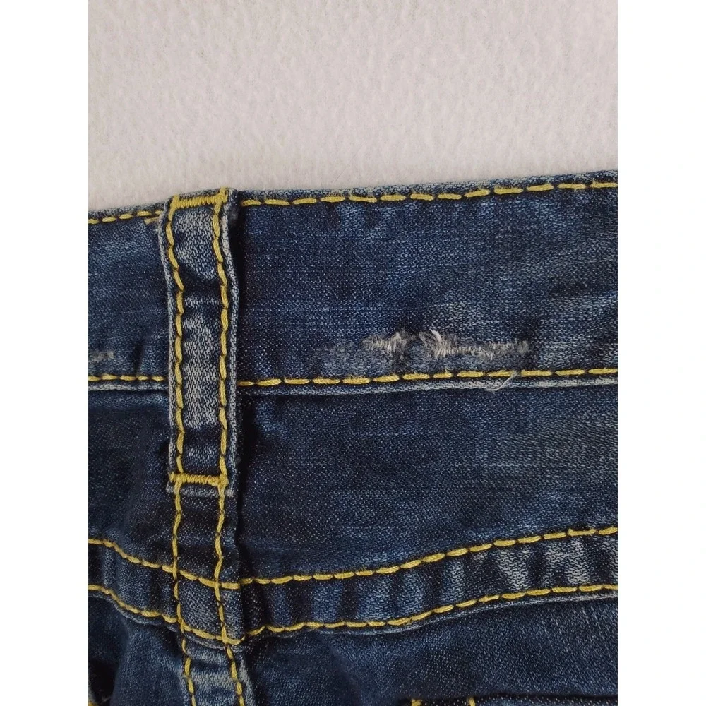 True Religion Jeans Mens 42x34 Skinny Flap Pocket Big T Y2K Hip Hop Thick Stitch